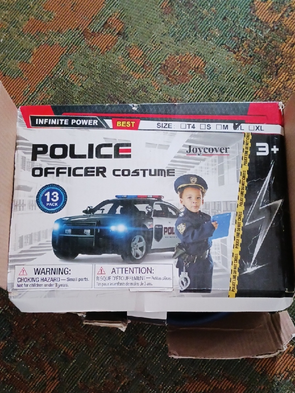 Police Costume for Kids - Career Day Officer Costume for Boys Girls Size L NEW